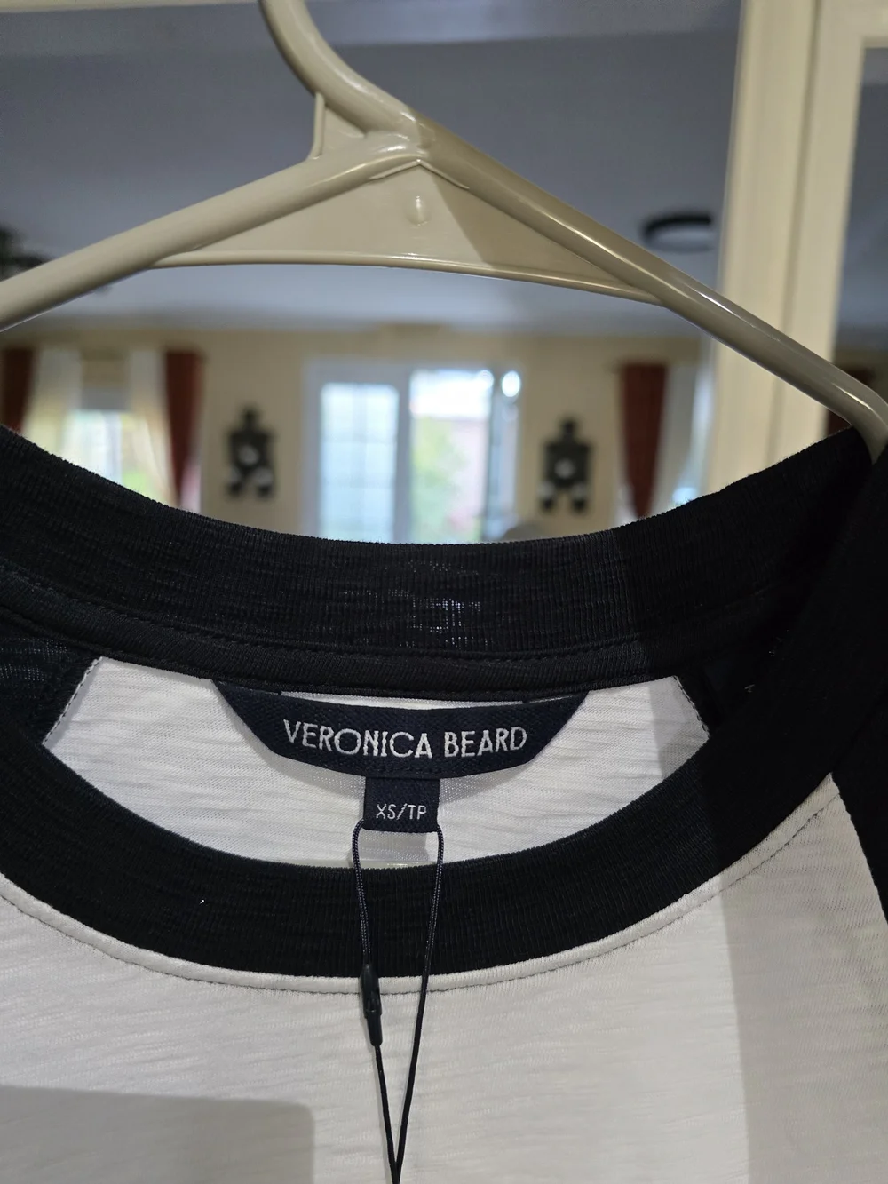 NWT Veronica Beard Designer Baseball Tee White/ Navy XS 100% Pima Cotton $168 - Picture 7 of 14